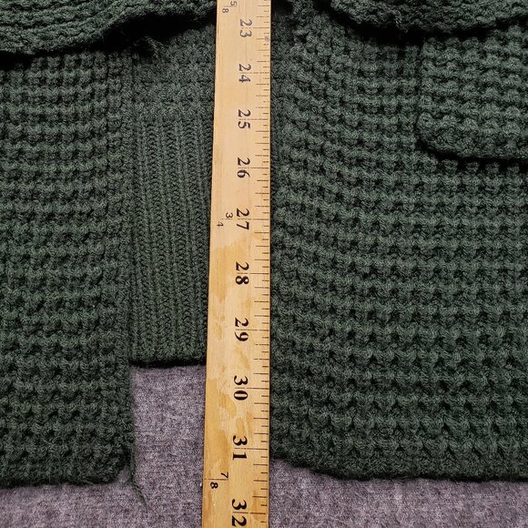 POL Chunky Knit Olive Green Shawl Neck Open Cardigan Sweater Women’s Boho Cozy - Picture 3 of 8
